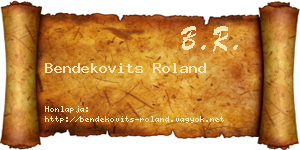 Bendekovits Roland névjegykártya